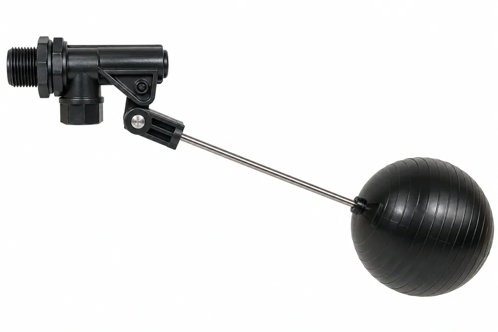 VALVULA BOYA PVC COMPLETA ROSCA MACHO NPT