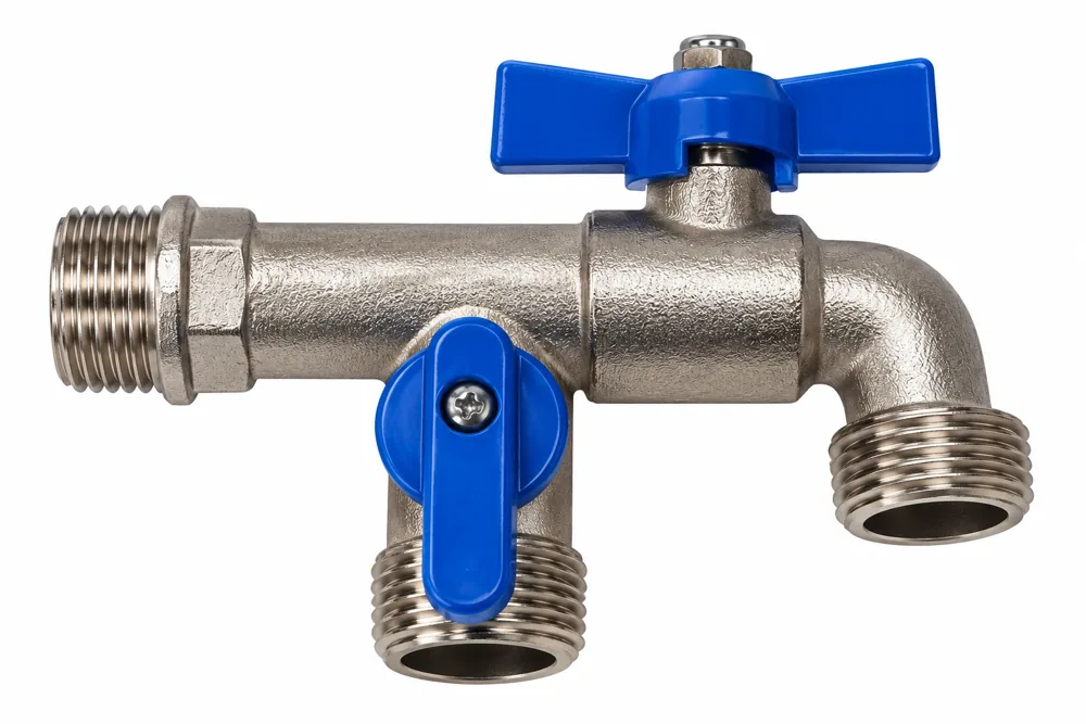 LLAVE DUAL DE BRONCE CROMADO PARA LAVADORA