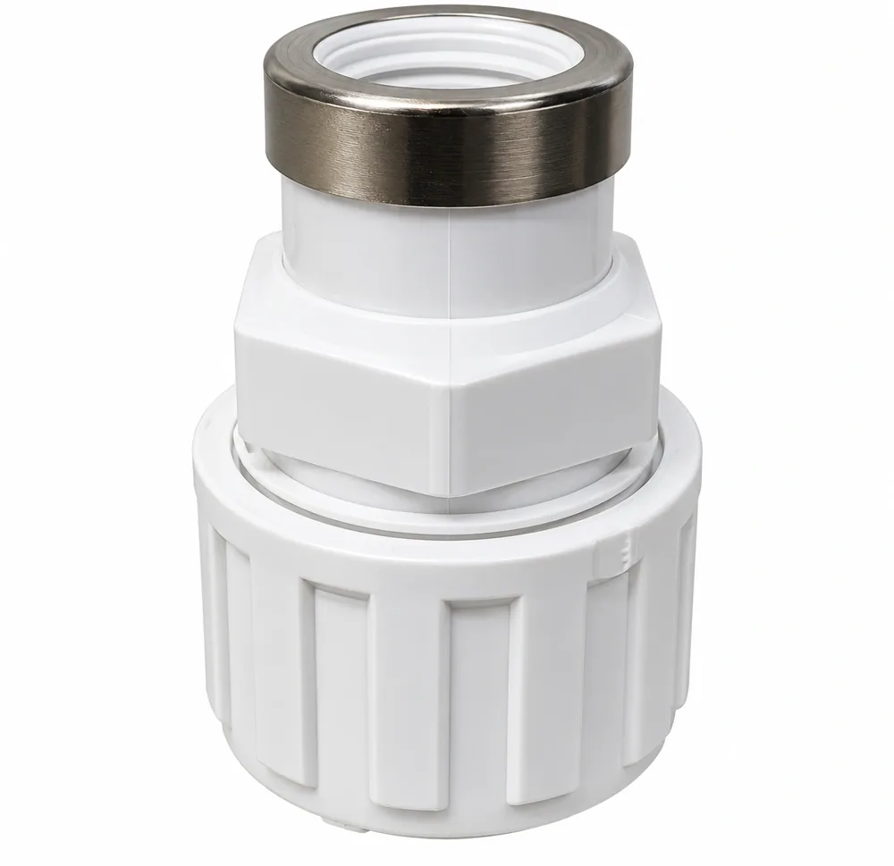 ADAP HEMBRA PVC COMPRESION BLANCO CON ANILLO METALICO