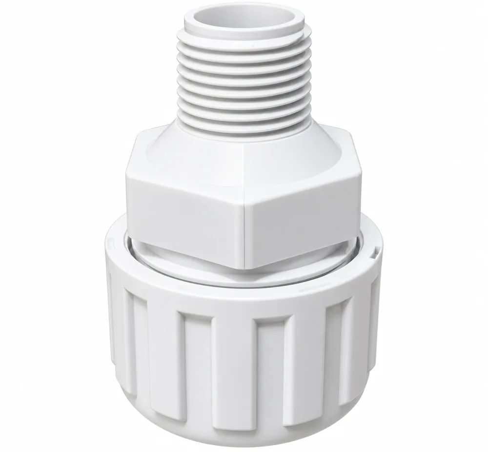 ADAP MACHO PVC COMPRESION BLANCO CON ANILLO METALICO