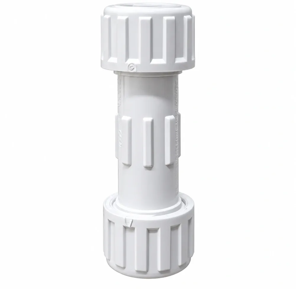 UNION DE COMPRESION PVC BLANCO CON ANILLO METALICO